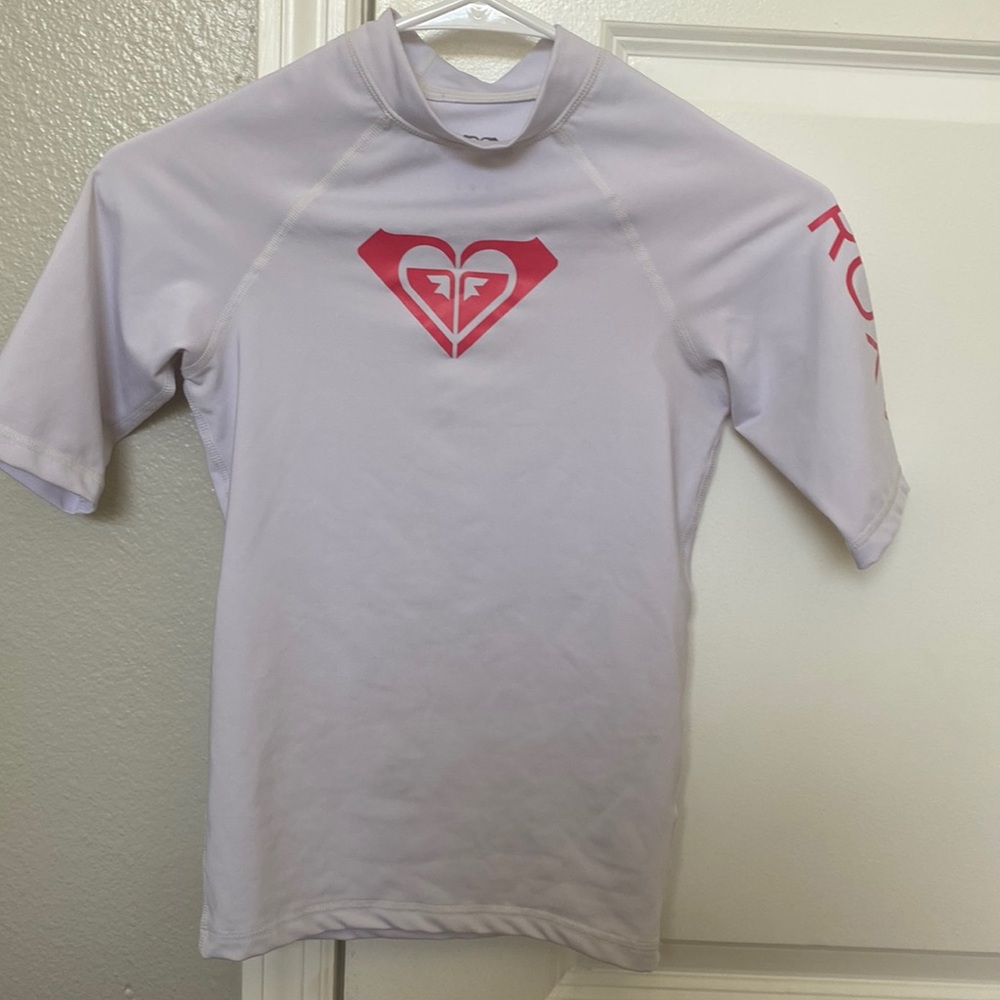 Roxy Kids Large Pink and White Rash Guard